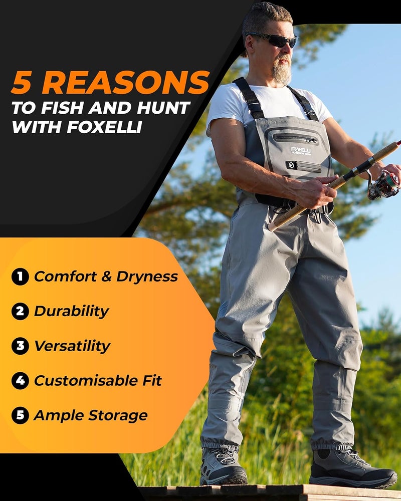 Foxelli Breathable Waders – Fly Fishing Stockingfoot Waders for Men and Women - Image 2